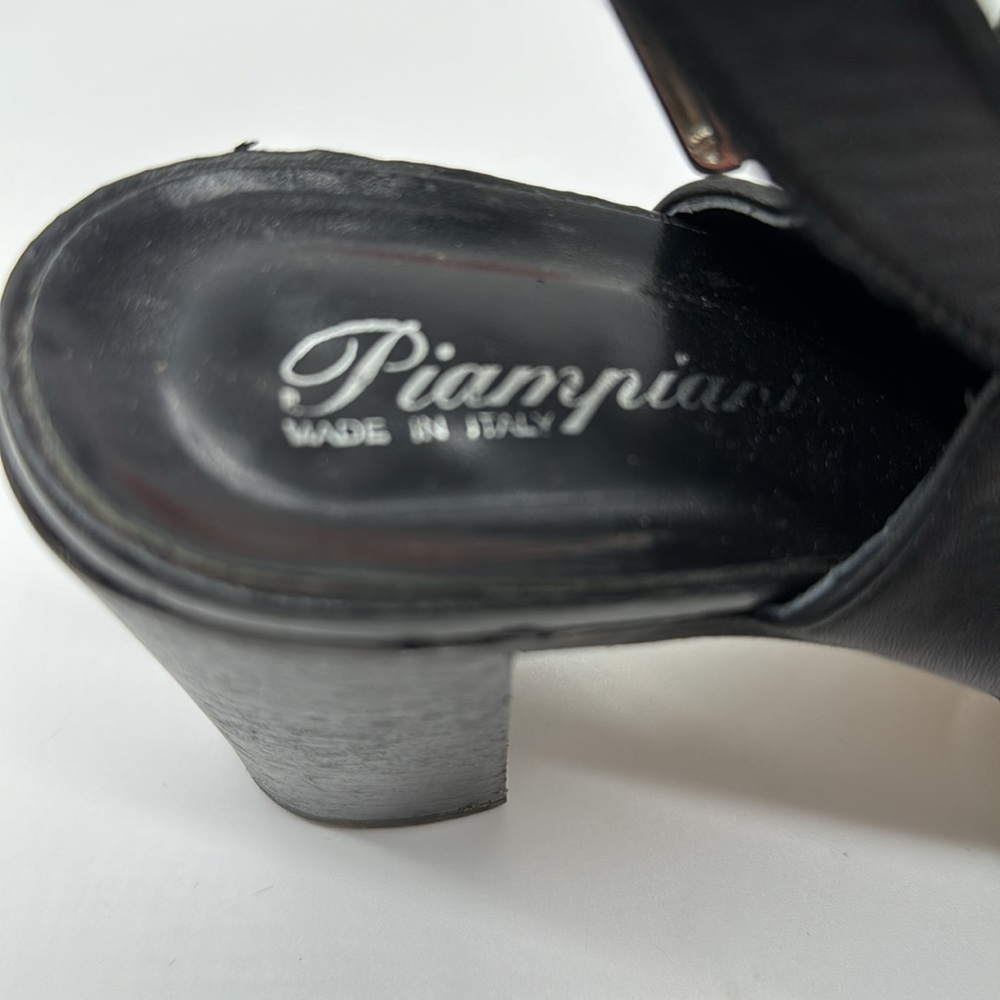 Piampiani Black Peep Toe Sandal Heel EU Size 39 BSN6122 - Picture 7 of 8